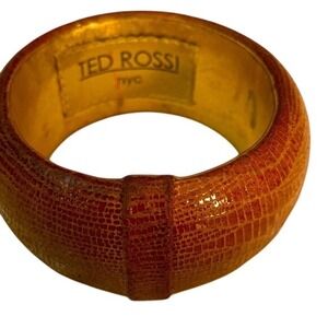 Ted Rossi Genuine Python Leather Bangle Bracelet Textured Exotic Tan
